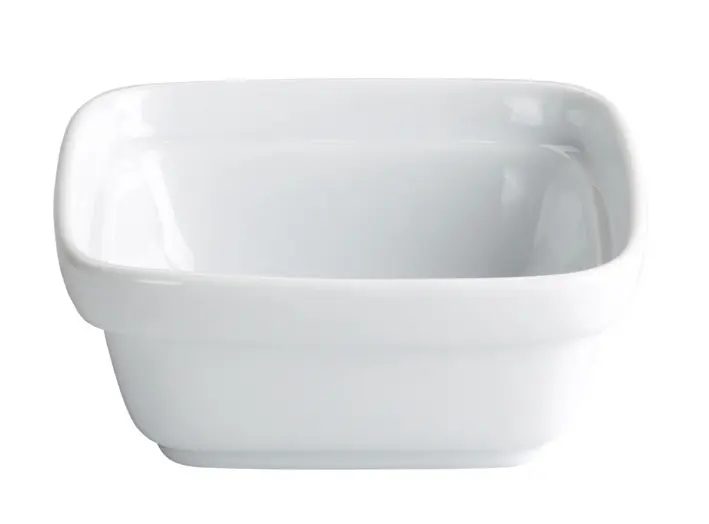 Bol degustación apilable porcelana blanco cuadrado 12x12x5 cm