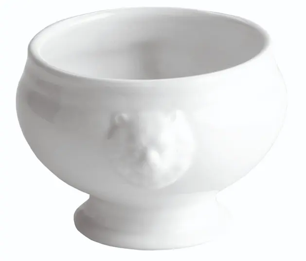 Bol cabeza de Leon porcelana blanco 11x9 cm