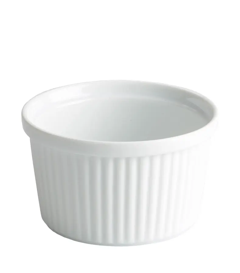 Ramequin Acanalado Porcelana Blanco 9X5 Cm.