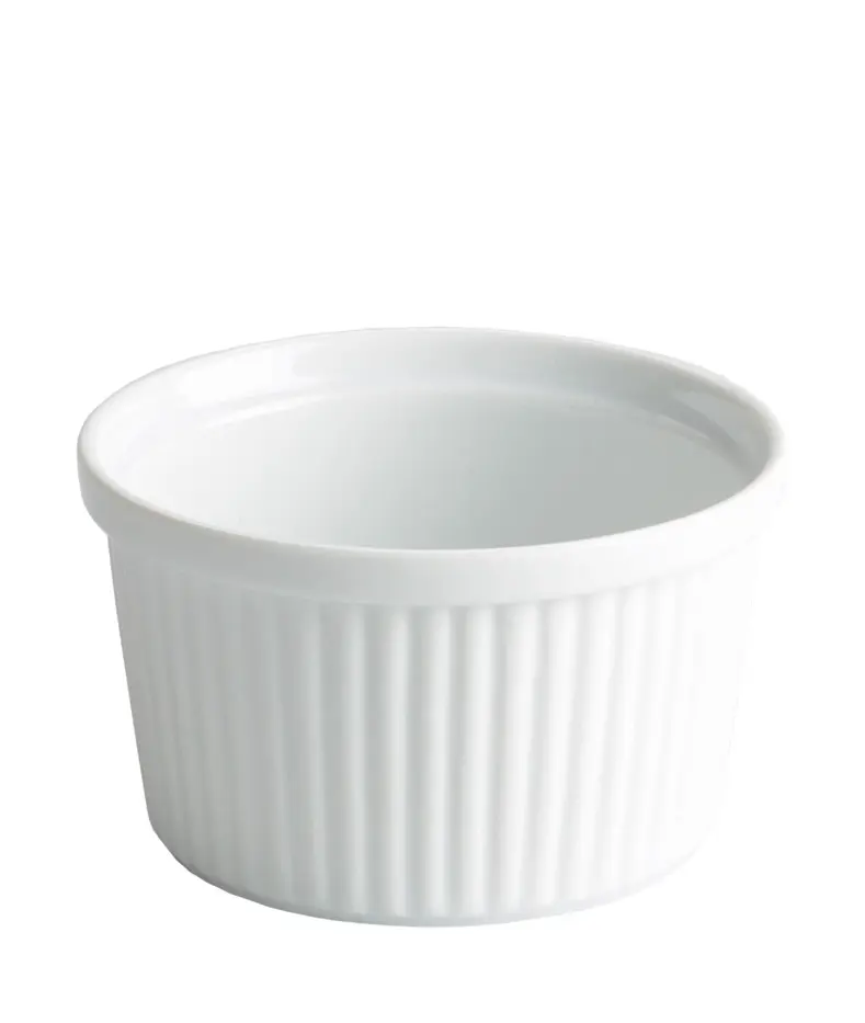 Ramequin Acanalado Porcelana Blanco 8X4,5 Cm.
