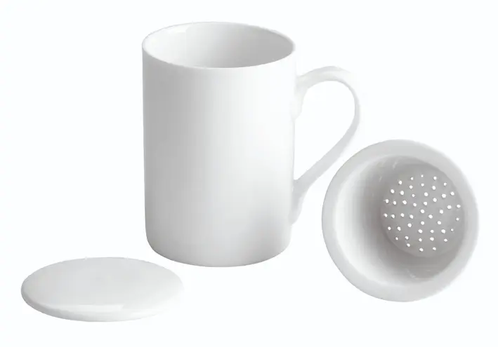 Taza infusiones con tapa y filtro porcelana 17 cl 7,5x11 cm