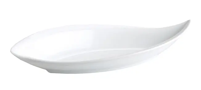 Fuente oval hoja porcelana blanca 20x9x3 cm