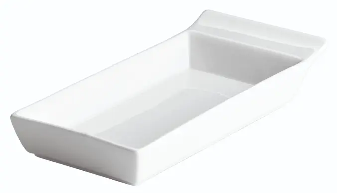 Fuente rectangular Ming con asa de porcelana 20x9x3,8 cm