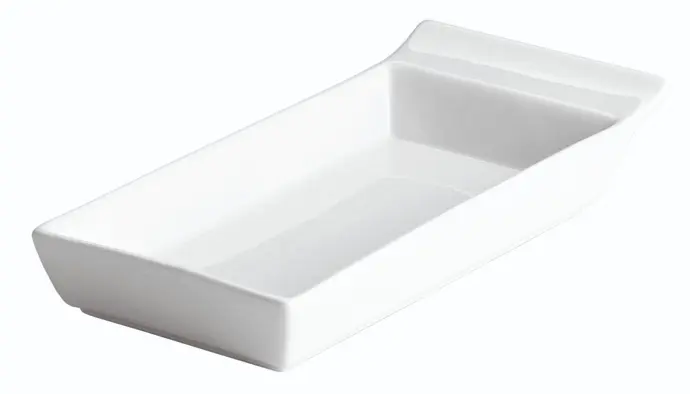 Fuente rectangular Ming con asa de porcelana 12x9x3,8 cm