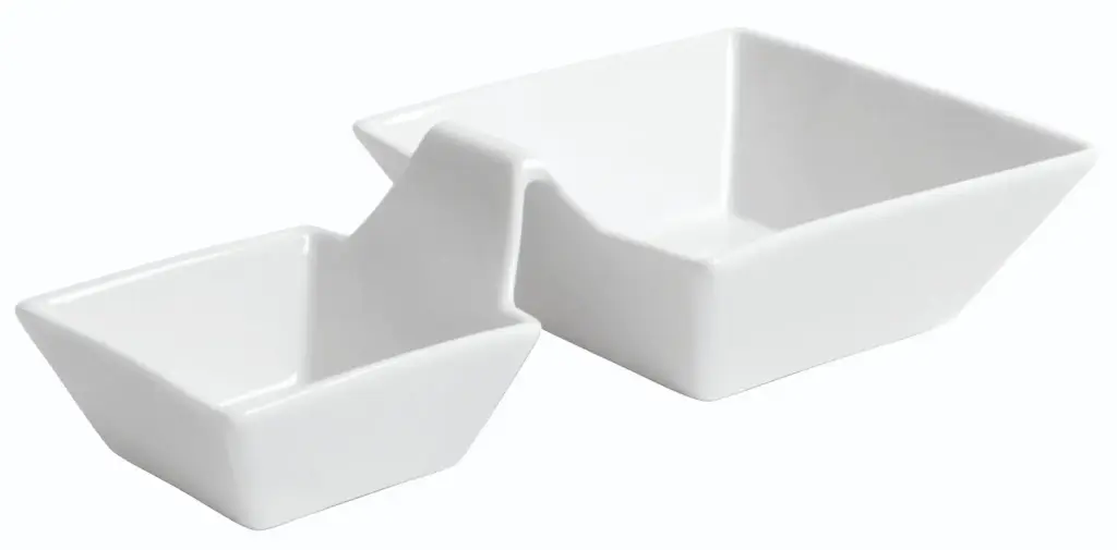 Bol Ming 2 compartimentos porcelana blanco 23,5x12,5x5 cm