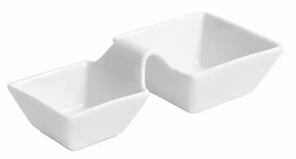 Bol Ming 2 compartimentos porcelana blanco 17x8x4 cm