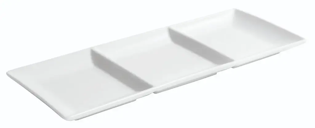 Fuente rectangular Ming 3 compartimentos porcelana 30x12x2 cm