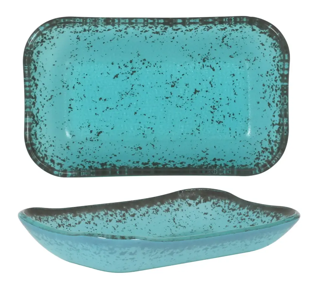 Fuente rectangular turquesa 18x11x3 cm