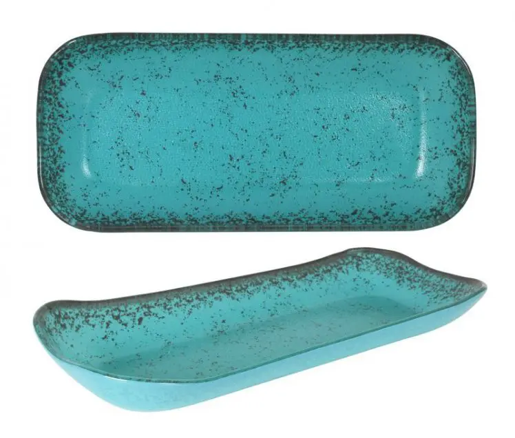 Fuente rectangular turquesa 33x15x3 cm