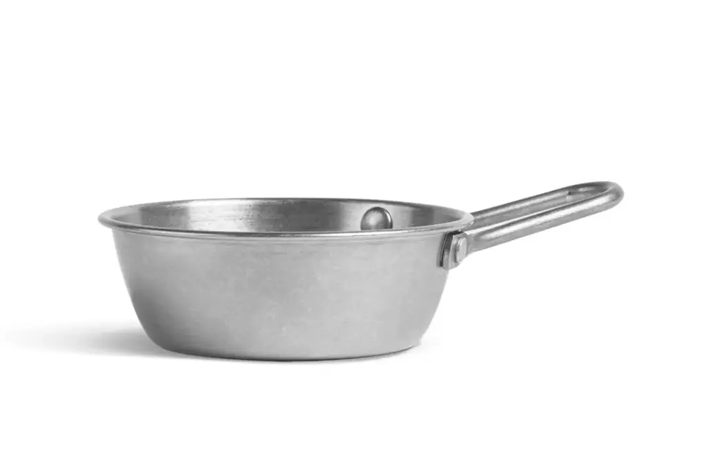 Bol Vintage de acero inoxidable con asa 12 cm