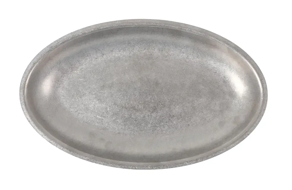 Bandeja oval plata vieja de acero inoxidable 30x18,5x2,5 cm