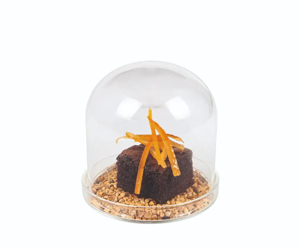Campana degustación con plato borosilicato 8x8 cm