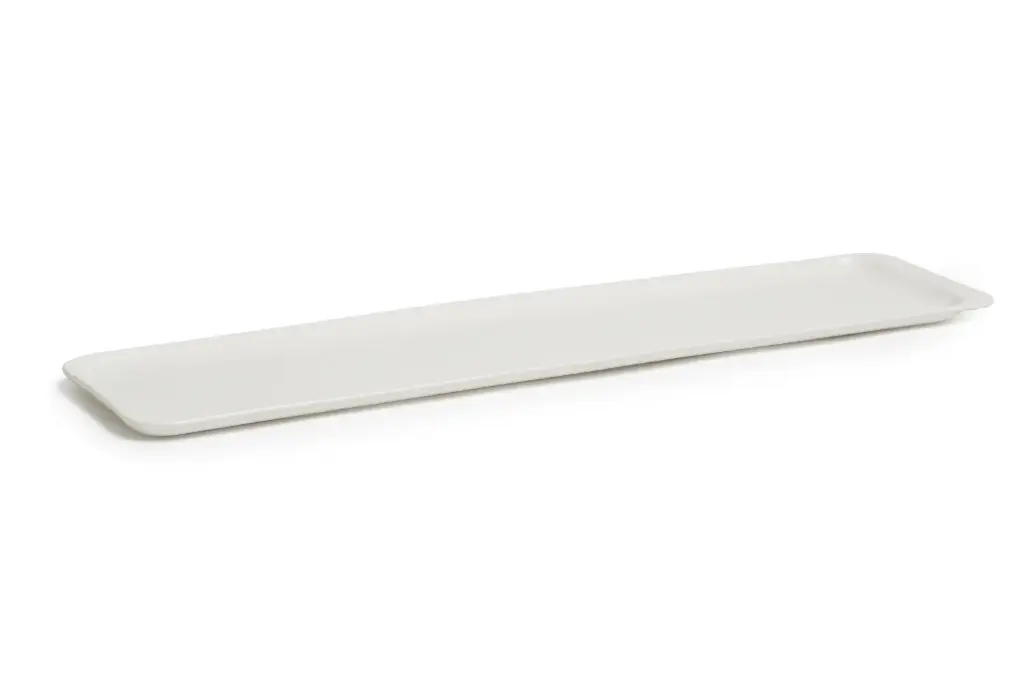 Fuente rectangular porcelana blanca 48x12 cm