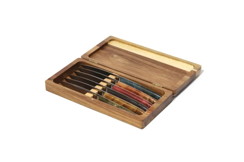Caja Madera Con 6 Chuletero Saja Colores Variados