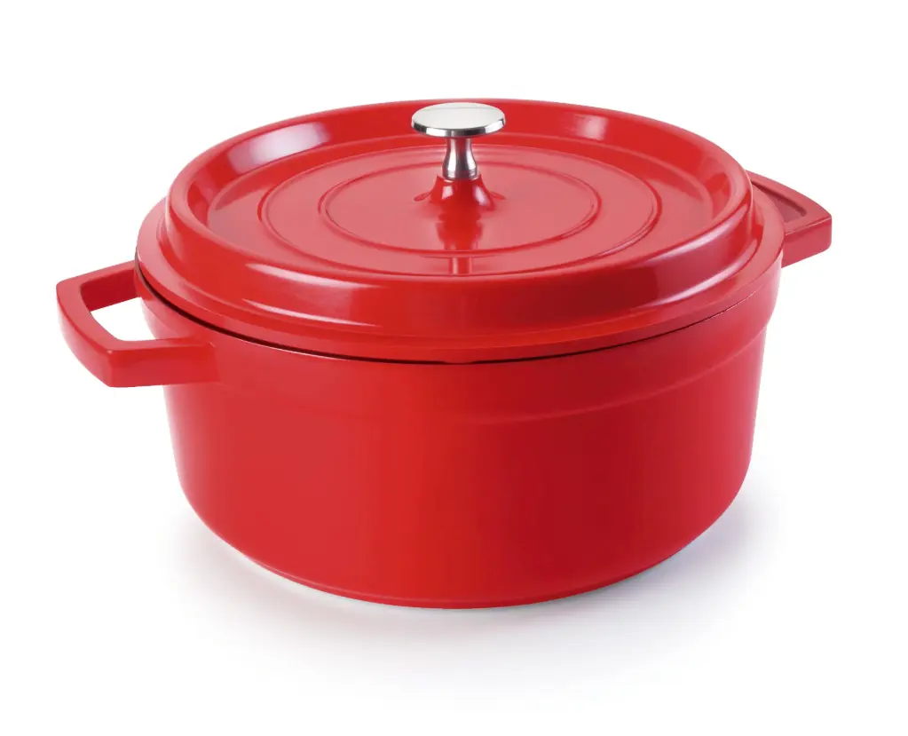 Cacerola Aluminio Fundido Roja Redonda C/Tapa 20 Cm.