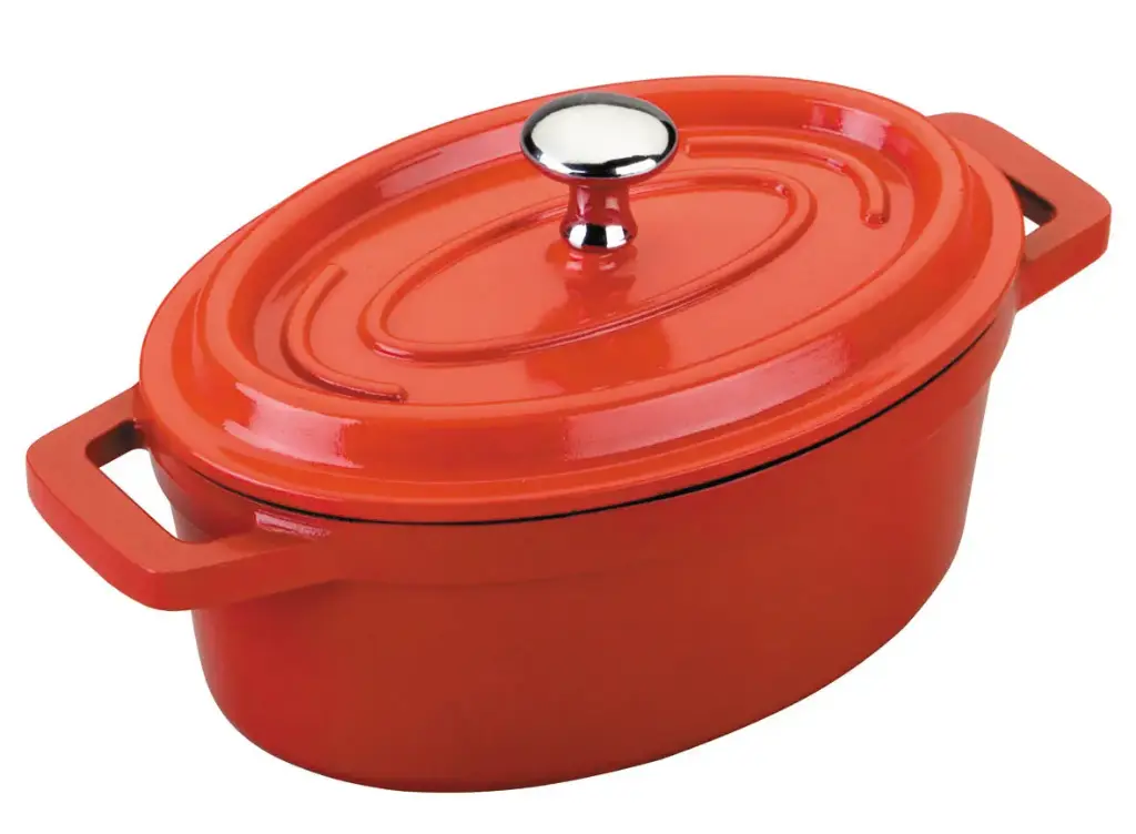 Cacerola Aluminio Fundido Roja Oval C/Tapa 31X25 Cm.
