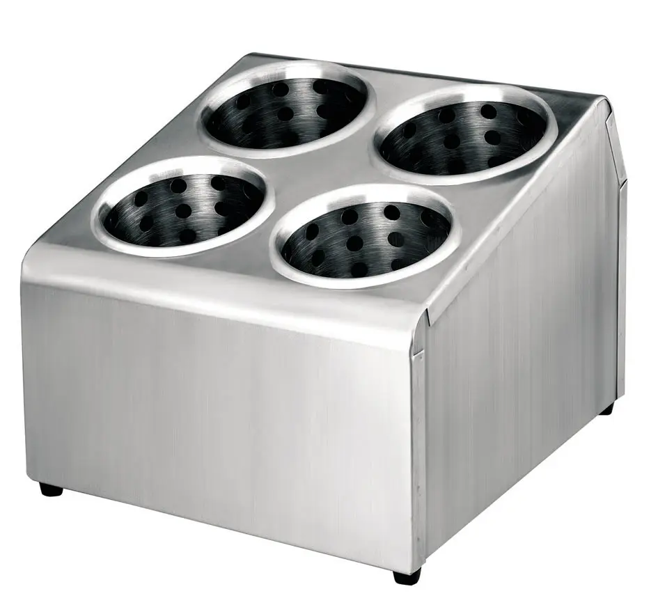 Organizador cubiertos 4 orificios con vasos de acero inoxidable