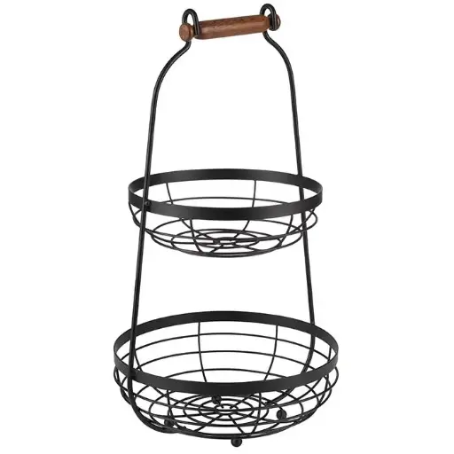 [30335] Expositor Buffet 2 Alturas Metalico Negro 26X48 Cm.
