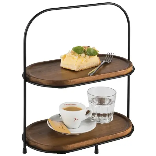 [30336] Soporte Buffet 2 Alturas Intercambiable Acero / Madera 31X17X37,5 Cm.
