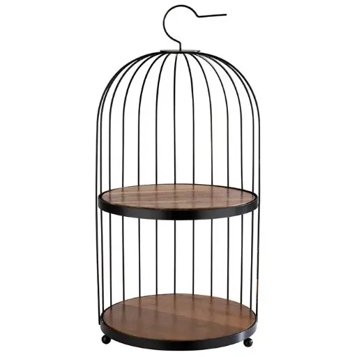 [33206] Soporte buffet 2 alturas acero / madera birdcage 26x54 cm