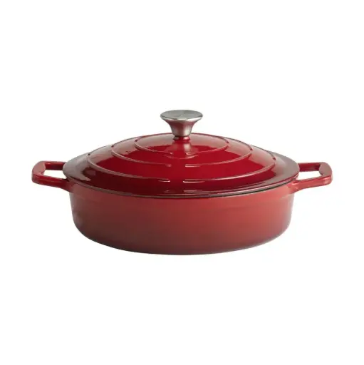 [88304] Cacerola Fundicion Con Tapa Roja 28X7 Cm.