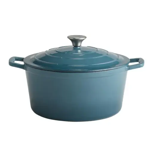 [88315] Olla Fundicion Con 28X13 Cm.Tapa Turquesa
