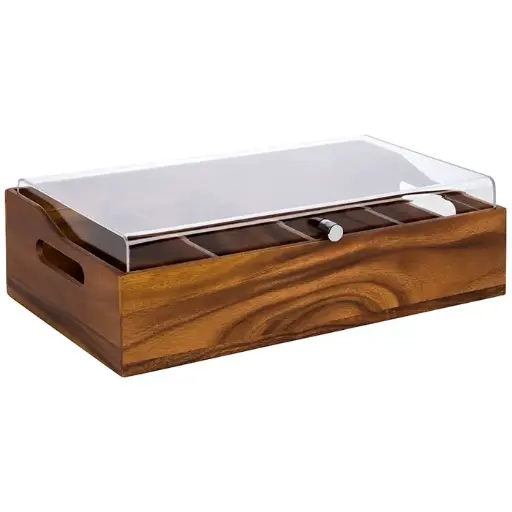 [11949] Cubertero Acacia 4 Compartimentos Con Tapa Pc. 51X28X14,5 Cm.