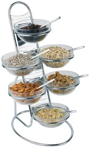 [11499] Dispensador mermeladas de acero inoxidable 6 boles sin tapa