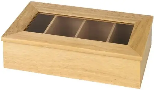 [11576] Caja Infusiones Madera 4 Compartimentos 35,5X20X9 Cm.