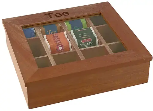 [11776] Caja Infusiones Madera 12 Compartimentos 31X28X9 Cm.