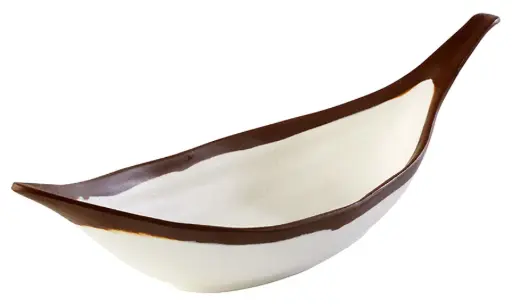 [84579] Fuente Oval Melamina Crocker Beige 30.5X10 Cm.