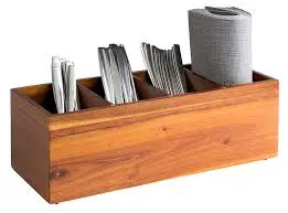 [11649] Organizador Madera Acacia 4 Compartimentos 36X14X12,5 Cm.
