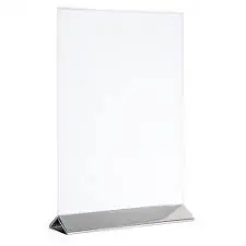 [71521] Porta Menu Acrilico Base Inox. 10,5X7X17 Cm.