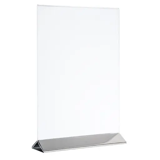 [71523] Porta Menu Acrilico Base Inox. 21X7X32 Cm.
