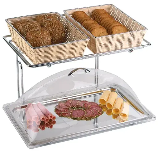 [11555] Soporte Buffet Doble Cesta Rattan 1/1
