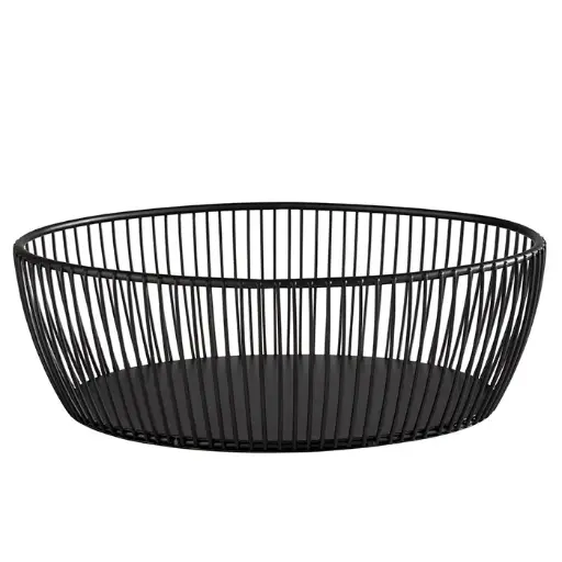 [30423] Cesta metálica negra oval 24x19x8 cm