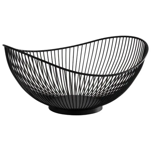 [30424] Cesta oval metálica negra Svart 29,5x25,5x13,5 cm