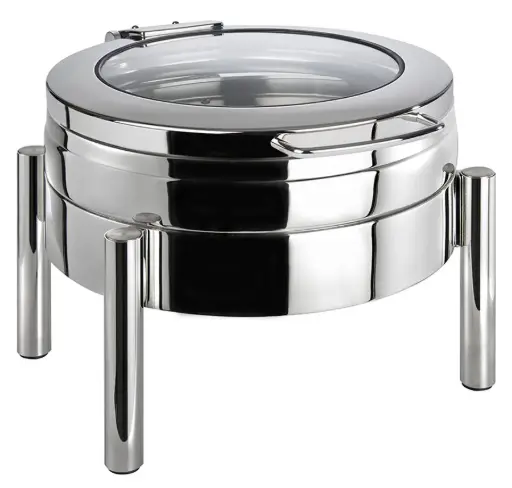 [12353] Chafing dish redondo Premium tapa de cristal 44x54x33 cm