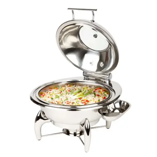 [12403] Chafing dish redondo Globe tapa crstal 38,5x34 cm