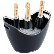 [36053] Zz26 Champanera Acrilica Negra Oval 27X20X21 Cm.