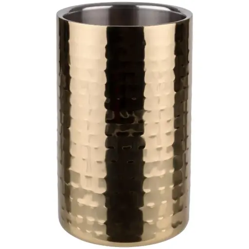 [36128] Enfriador botellas doble pared amartillado oro 12x20 cm