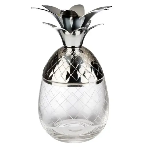 [93375] Vaso Piña cristal tapa de acero inoxidable 50 cl