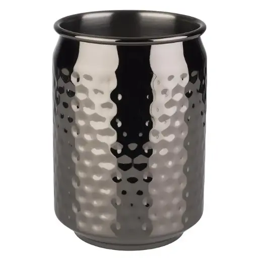 [93372] Vaso barril amartillado negro 7,5x10,5 cm