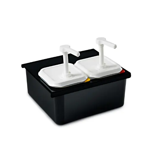 [01359] Dispensador salsas PP con bomba doble base negra GN 1/6 2,6 l