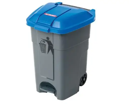 [31215] Cubo Basura C/Pedal Y Ruedas Azul 50 L.