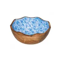 [WCC3030BB] Ensaladera Madera / Ceramico Azul 30 Cm.