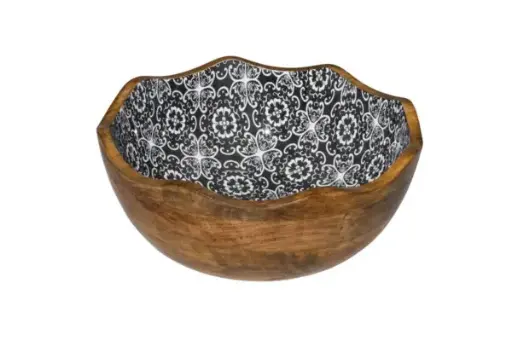 [WCC3030ZB] Ensaladera Wooden Black Flower 30X11 Cm.