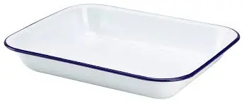[61031] Fuente Rectang. Enamel Filo Azul 31X25X5 Cm.