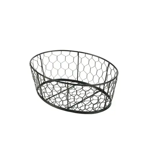 [WB2317BK] ZZ26 Cesta degustación Alambre negra oval 23x17x10