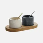 [000731890091000000] Set Degustacion 2 Boles De Marmol Base Madera